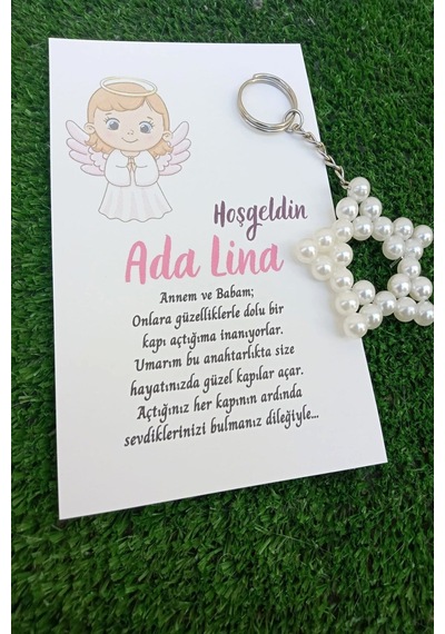 Kız Melek Model 30 Adet İnci Yıldız Anahtarlık -doğum Günü Hediye