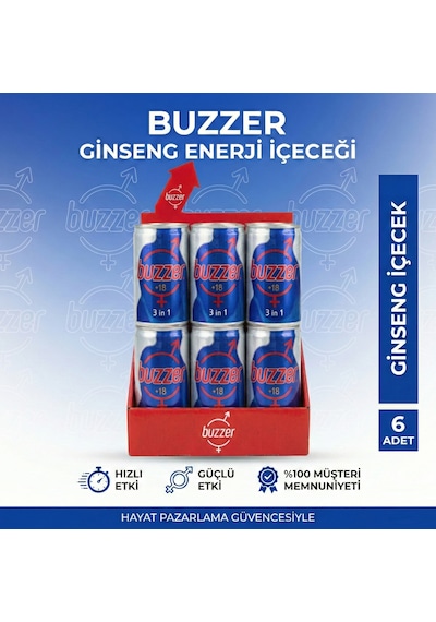 Buzzer Ginseng Enerji Içeceği +18 - 6'lı Avantaj Set
