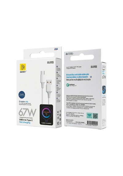 İberry Lb205xe Usb-a To Type-c Buzz Serisi Şarj Kablosu - Beyaz