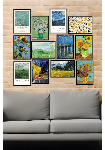 Artavessa 12 Parça Siyah Çerçeve Görünümlü Mdf Tablo Seti - 12ARTAVESSA4