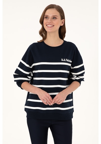 U.S. Polo Assn. Kadın Lacivert Çizgili Bisiklet Yaka Sweatshirt 50297279-VR033 U.S. Polo Assn. Kadın Lacivert Çizgili Bisiklet Yaka Sweatshirt 50297279-VR033