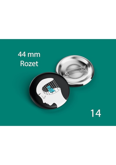 44 Mm Buton Rozet İğneli Çanta Kıyafet Rozeti Zihin Kafesi Çok Renkli
