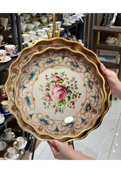 2li Zenva Rose Lüks Tepsi-5137 Çok Renkli