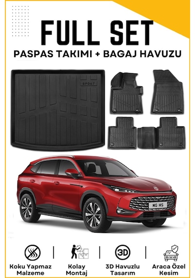Mg Hs Phev 2024-2025 Model Birebir Uyumlu Bagaj Havuzu+paspas Seti