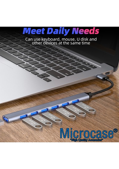 Type-C to 6xUSB 2.0 1xUSB 3.0 Port Çoğaltıcı Hub 7in1 OTG Adaptör - AL3576