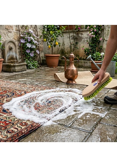 Günsan Temizlik Fırçası Tutamak 20cm Kıl Boyu 2.4cm 022 006 Sert Halı Nalın Ahşap Tutamaklı - 24'li Paket