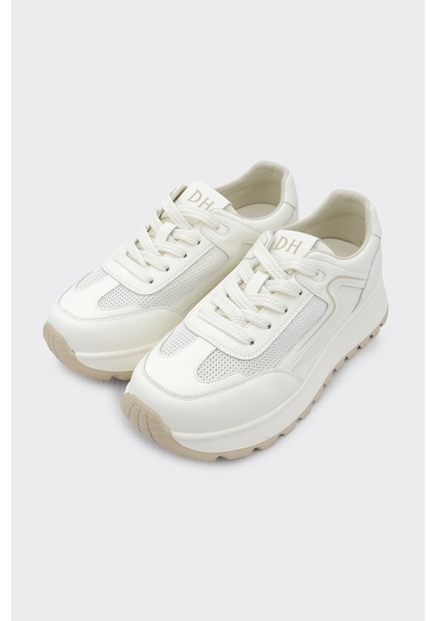 Derinet Comfort Taban Kadın Bağcıklı Sneaker Beyaz Beyaz