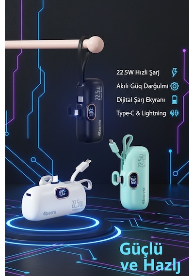 Dx269s 5000 Mah Powerbank 22.5w Type-c Hızlı Şarj Mini Taşınabilir Şarj Cihazı Kompakt & Güçlü Siyah
