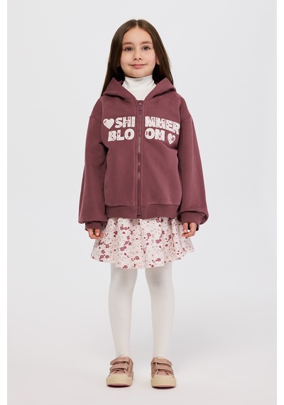 Panço Kız Çocuk Fermuarlı Bordo Sweatshirt Kırmızı