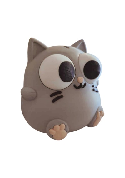 3dprototürk Gri Kedi Kumbara 16 Cm
