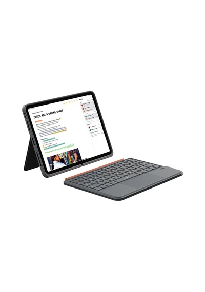 İpad Air 10.9 2020 4.nesil Uyumlu Wiwu Mk-005 Combo 3in1 Kalem Bölmeli Klavyeli Standlı Kılıf Gri