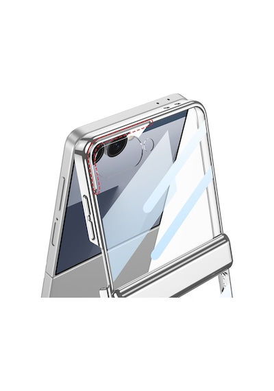 Samsung Galaxy Uyumlu Z Flip 7 Kılıf Kamera Korumalı Şeffaf Tasarımlı  Standlı Kapak Lacivert
