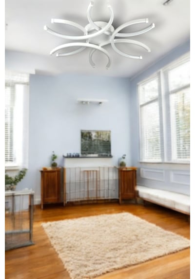 Levora Salon Mutfak Yatak Odası Beyaz Renk Beyaz Işıklı Led Avize Beyaz