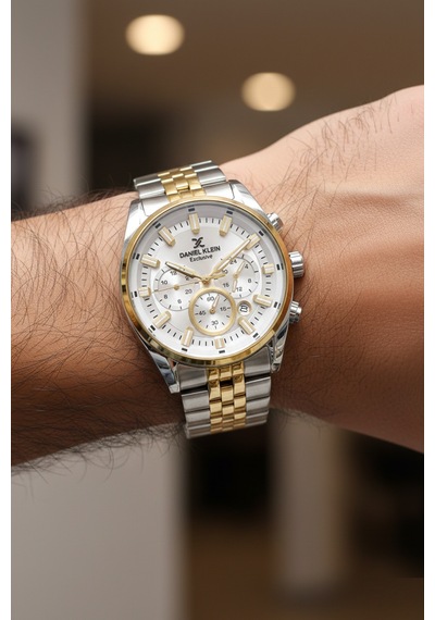 Daniel Klein 8682308449825 Bicolor Çelik Kordonlu Takvimli Sevgili Çift Kol Saatleri Altın