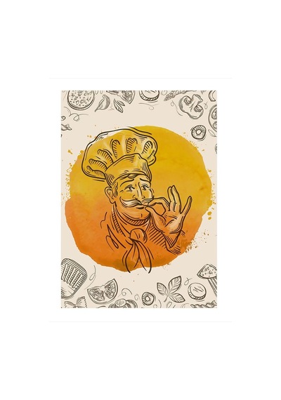 Aşçı Mutfak Temalı Desenli Ahşap Tablo 35cm X50cm