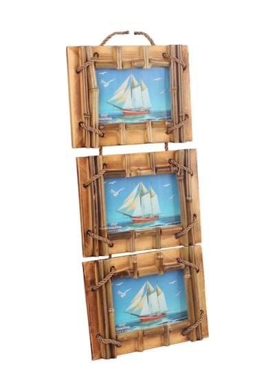 El Yapımı Doğal Ahşap 3 Lü Bambu Bamboo Fotoğraf Çerçevesi Dekoratif Ev Ofis Hediyesi Duvar Süsü - 9