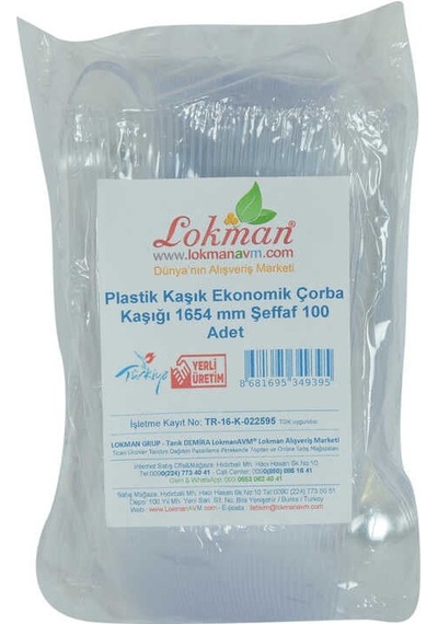 Plastik Kaşık Ekonomik Çorba Kaşığı 1654 Mm Şeffaf 100 Adet 1 Paket Renkli