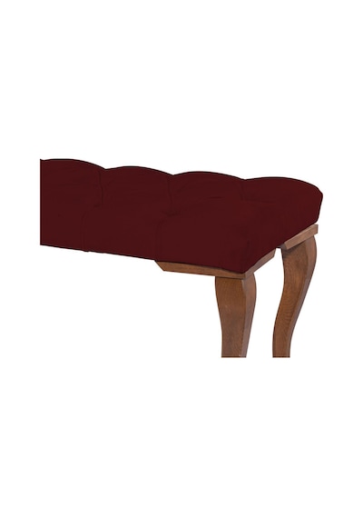 Gazzini Classic Lükens Gürgen Ayak Chester Model Kapitoneli Bordo Puf Bench - Ceviz Ayak