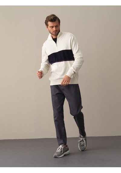 Xint Ekru Regular Fit Dik Yaka Pamuk Sweatshirt 801715