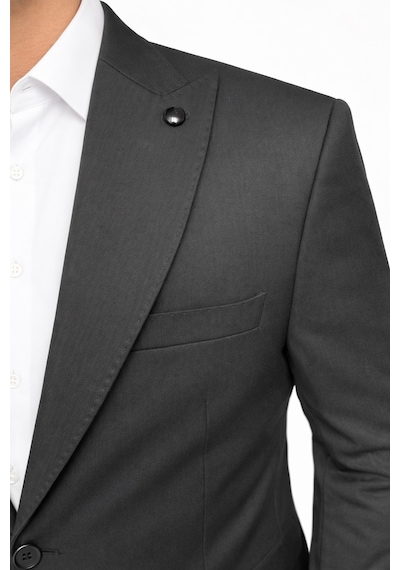 Plus Scorpion Erkek Blazer Ceket Twill Puntolu Kırlangıç Yaka 2 Düğmeli Çift Yırtmaçlı Slim Fit Siyah