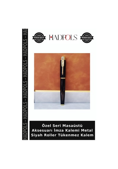 Özel Seri Masaüstü Aksesuarı İmza Kalemi Metal Siyah Roller Tükenmez Kalem Siyah - Altın