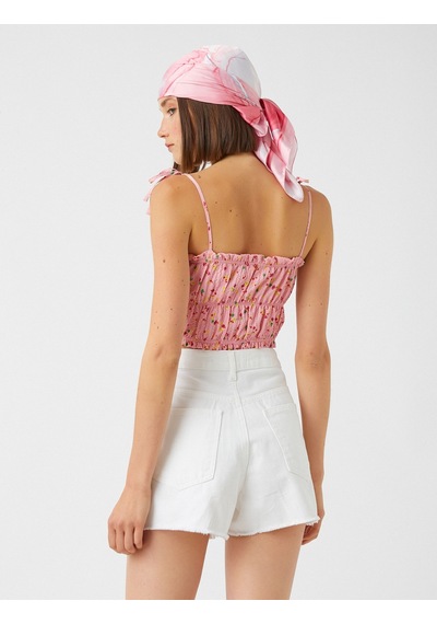 Koton Crop Atlet Önden Bağlamalı Çiçek Desenli Pembe Desenli 2sal30081ıw 2SAL30081IW2D5