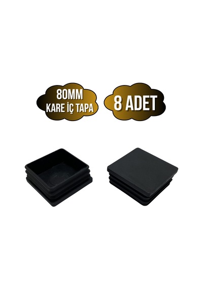 Kare Demir Profil İç Tapa Geçme Plastik Ayak Geçme Koruma Plastiği 80mm 8 Adet Siyah