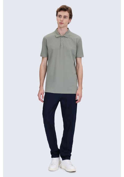Hatemoğlu Vetiver Yeşil Regular Fit Polo Yaka 100% Pamuk Tişört
