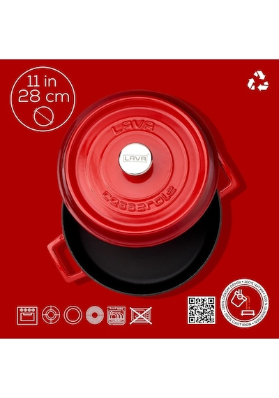 Lava Casserole Çok Fonksiyonlu, 3.40 Litre Lvyst28k2r, Kırmızı/siyah Genel