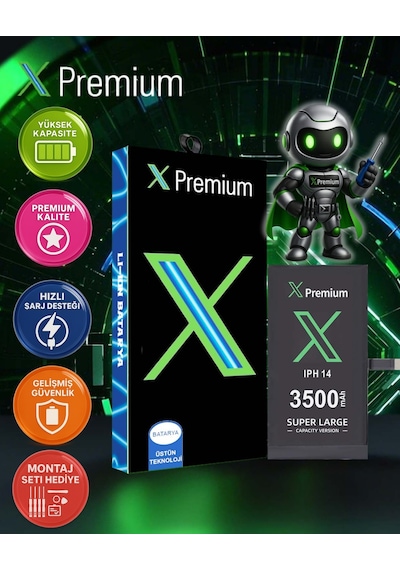 Xpremium Apple Uyumlu iPhone   14 Batarya Pil Süper Yüksek Kapasiteli Güçlendirilmiş 3500 Mah
