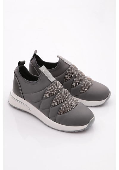 Dgn 222 Kadin Kalin Taban Baklava Desenli Sneaker Ayakkabi 222-2494-R10683 Gri - Gri
