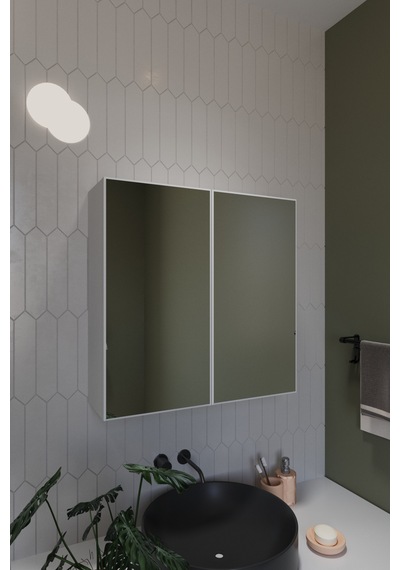 Everest İki Kapaklı Aynalı 60x60 Lavabo Üstü Banyo Dolabı Beyaz