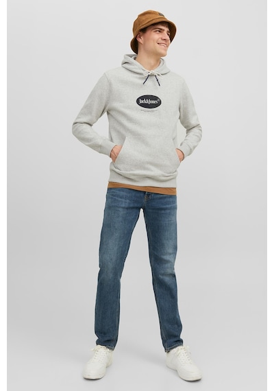 Jack & Jones Jack&jones Kapüşonlu Standart Kalıp Açık Gri Melanj Erkek Sweatshirt 12242197 001