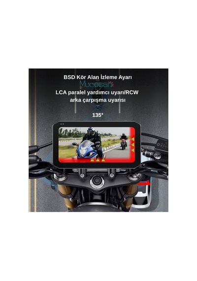 Kör Noktalı 6.25'' Kör Nokta Uyarılı Lastik Basınç Sensörlü 2k Full Hd Motosiklet Çift Kayıt