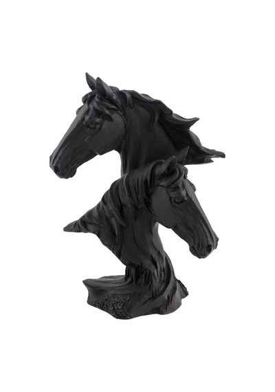 Horses İkili At Büstü Dekoratif Biblo Siyah 17 10 23 Cm