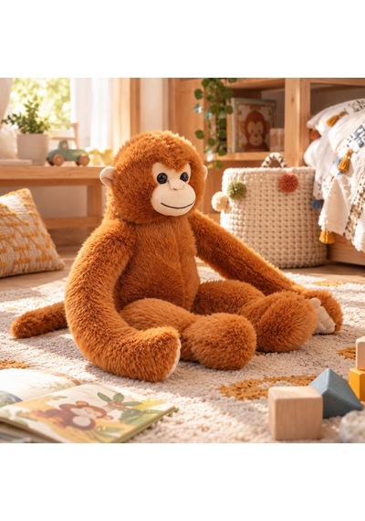 Kahverengi Peluş Maymun 50 Cm Çok Renkli