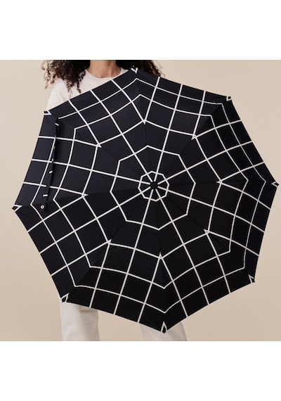 Duckhead Duck Kompakt Şemsiye Black Grid Beyaz - Siyah