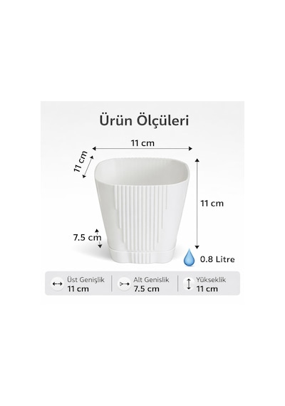 So-zb01 Zambak Dekoratif Plastik Saksı 0.8 Lt No:1 Kirli Beyaz 6 Adet
