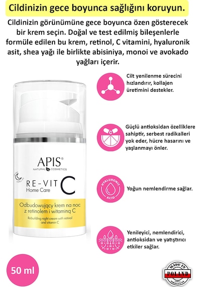 Apis Natural Re-Vit C Onarıcı Gece Kremi 50 ML