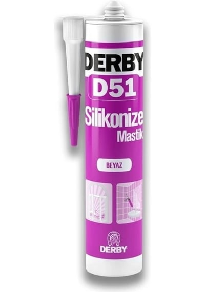 Derby D51 Genel Amaçlı Silikonize Mastik Beyaz - 500g