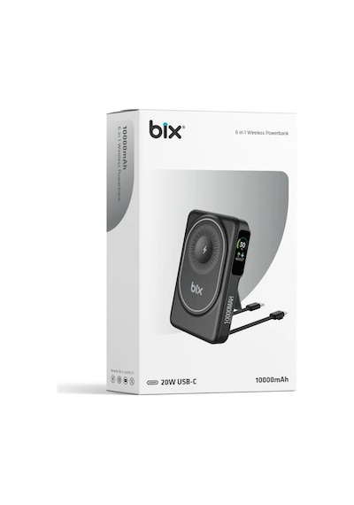 Bix Tpb16 10000 Mah Oled Ekranlı Manyetik Kablosuz Powerbank 20w Pd Hızlı Şarj Ve 15w Magsafe Siyah
