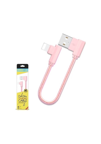 Ally Apple iPhone Uyumlu Lightning Eğik Başlı Halat Usb Kablo 20Cm (258798079)