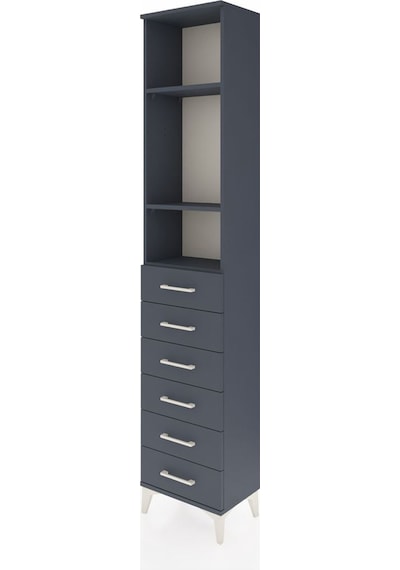 Arges Dolap 3 Raflı 6 Çekmeceli 44x30x221 Antrasit-antrasit Antrasit