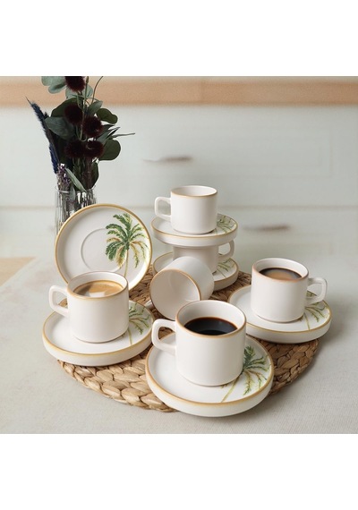 Bronze Palmiye Stackable Çay Takımı 12 Parça 6 Kişilik 22902-03 çok renkli