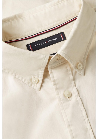 Tommy Hilfiger Erkek Flex Poplin Düz Renk Rf Bej Gömlek-13519 Cream