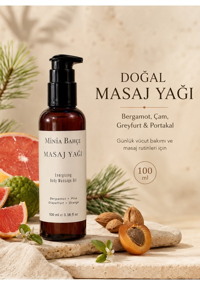 Minia Bahçe Bergamot Çam Greyfurt ve Portakal Yağlarıyla Vücut Bakımı Masaj Yağı 100 ML