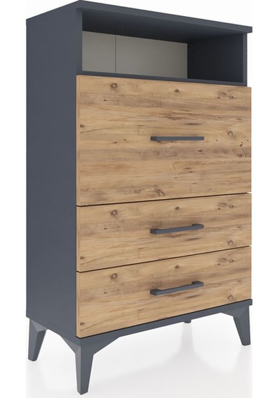 Arges Komodin Tek Raflı 3 Çekmeceli 60x30x96 Antrasit-çam Antrasit Arges Komodin Tek Raflı 3 Çekmeceli 60x30x96 Antrasit-çam Antrasit