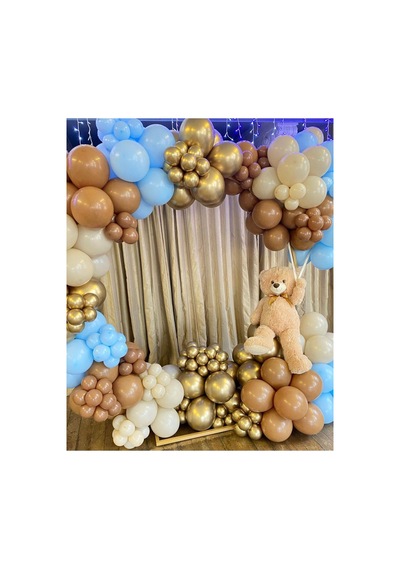 Krom Gold Karamel Sütlü Kahve Ve Makaron Mavi Balon Zinciri 100 Adet A