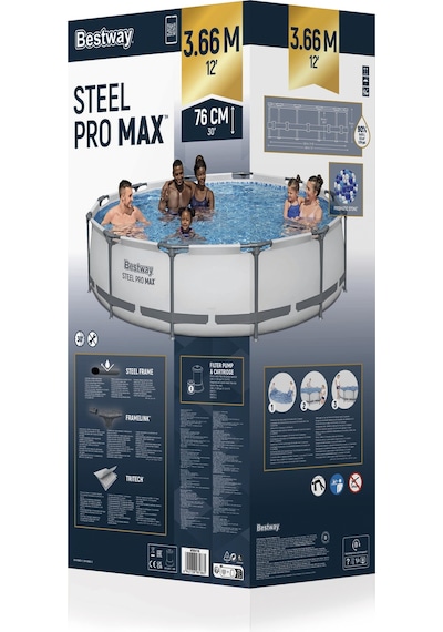 Bestway 56416 Steel Pro Max Yerüstü Prefabrik Havuz Seti 3,66 M X 76 Cm