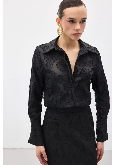Sateen Belica Gömlek - Siyah-137146 Siyah